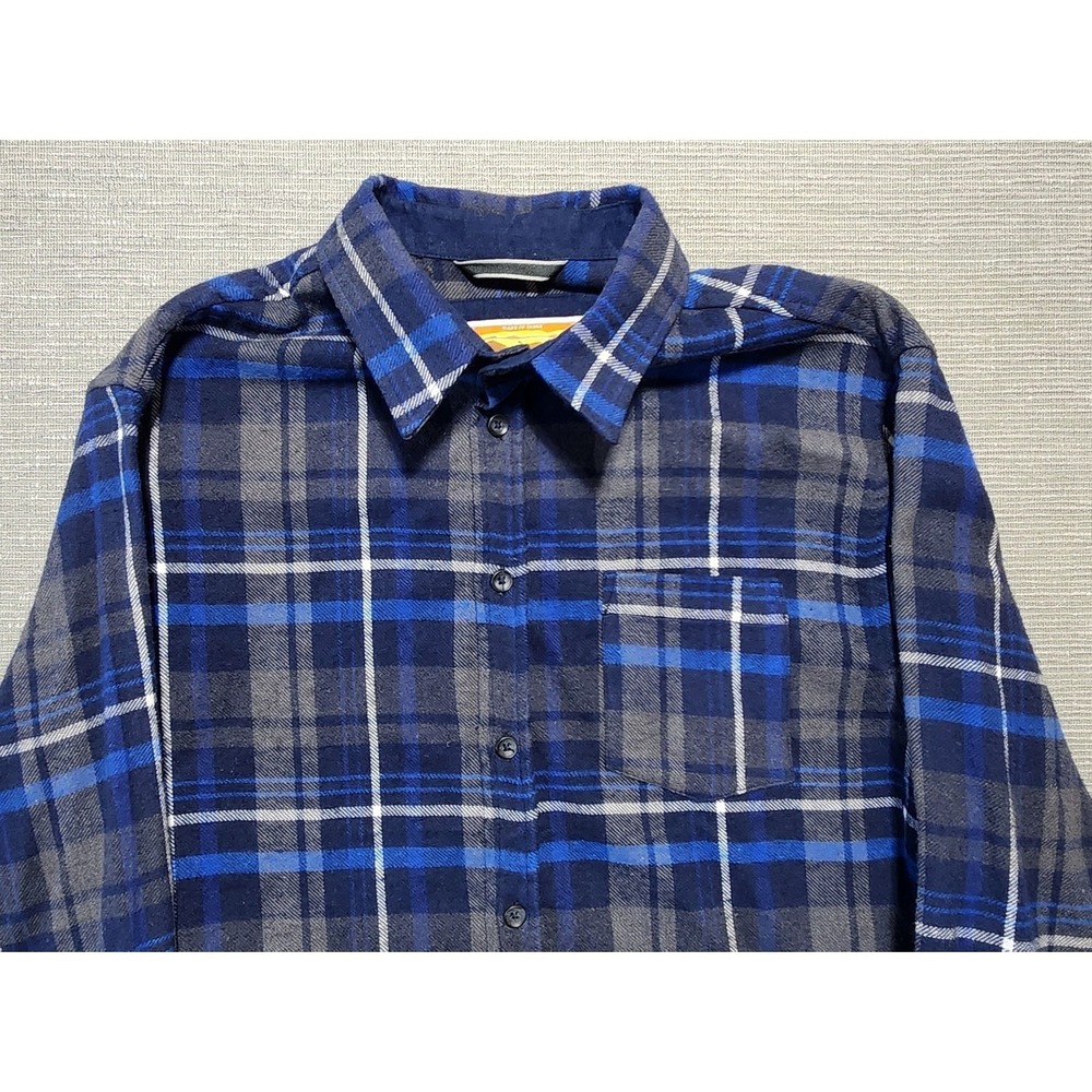 Eighth Avenue Men's Plaid Flannel Button Up Shirt Blue Gray XL - Picture 3 of 12